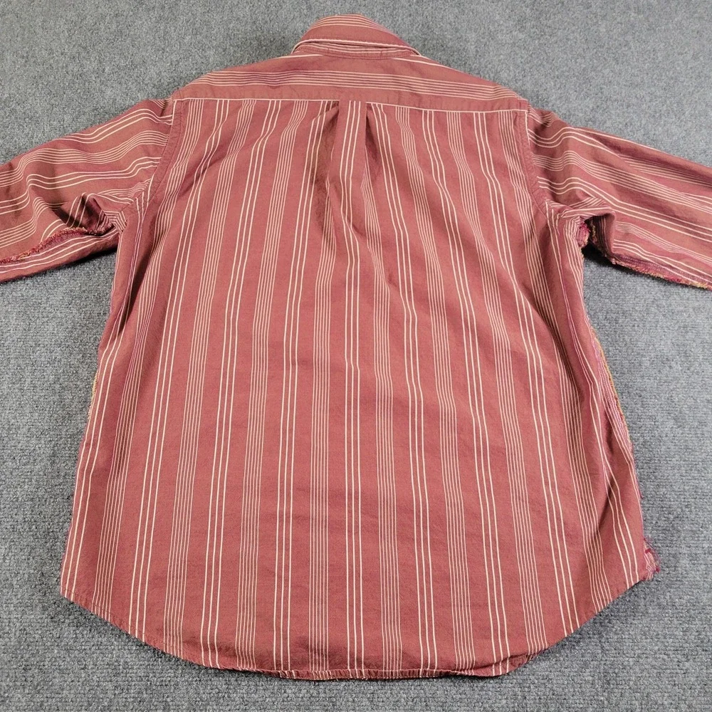 RA.RE Shirt Mens 2XL Red Striped Embroidered Rose Button Up Made in Italy Cotton